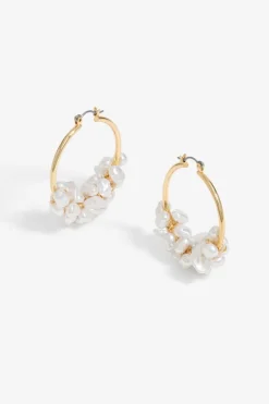 Mood Gold Pearl Cluster Hoop Earrings