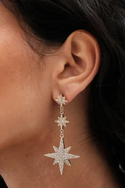 Mood Gold Plated Mix And Match Stars And Moon Drop Earrings