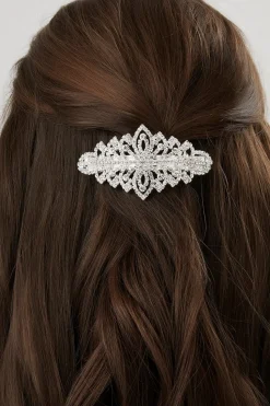 Mood Silver Crystal Ornate Hair Clip