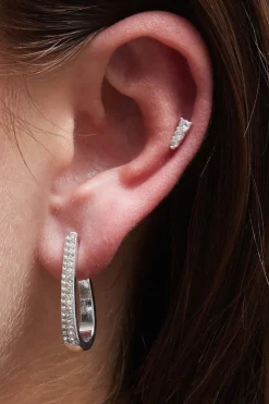 Mood Silver Plated Crystal Huggie Hoop Earrings (Pack of 3)