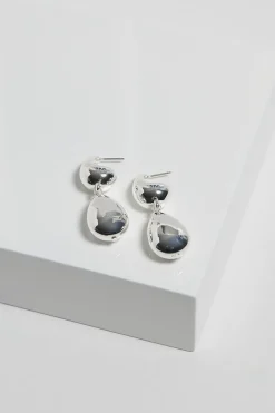 Mood Silver Polished Dome Orb Hoop Earrings