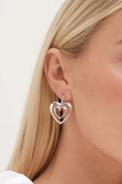 Mood Silver Polished Heart Doorknocker Earrings