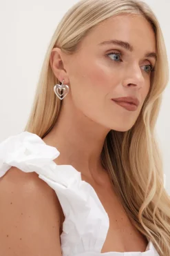 Mood Silver Polished Heart Doorknocker Earrings