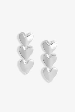 Mood Silver Polished Molten Heart Triple Drop Earrings