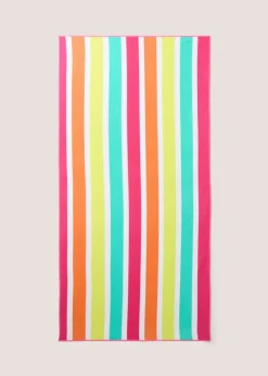 Multicolour Microfibre Stripe Beach Towel