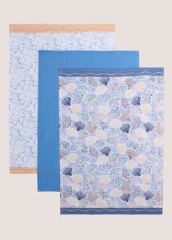 Multicolour Shell Print Tea Towels