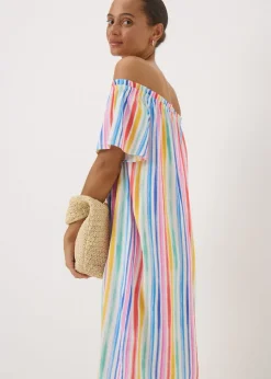 Multicoloured Rainbow Bardot Dress