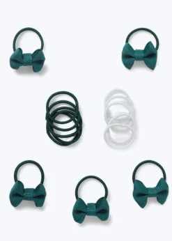 Multipack Girls Green Bow Hair Bobbles