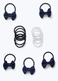 Multipack Girls Navy Bow Hair Bobbles