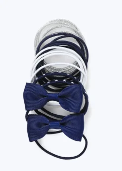 Multipack Girls Navy Bow Hair Bobbles