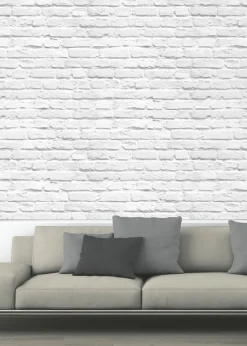 Muriva Painted Brick White Wallpaper