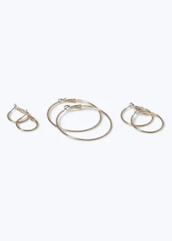 Muse 3 Pack Gold Thin Hoop Earrings