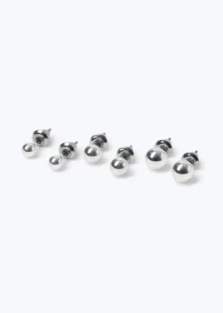 Muse 3 Pack Silver Ball Stud Earrings
