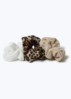 Muse 3 Pack Textured Leopard Scrunchies