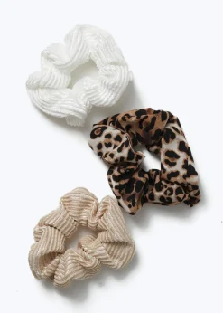 Muse 3 Pack Textured Leopard Scrunchies