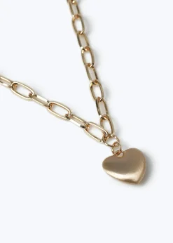 Muse Brushed Heart Chain Necklace