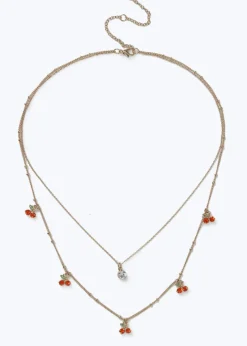 Muse Gold Cherry Multirow Necklace