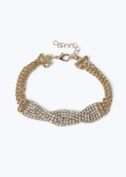 Muse Gold Rhinestone Twist Bracelet
