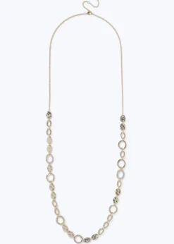 Muse Gold Textured Circle Long Rope Necklace