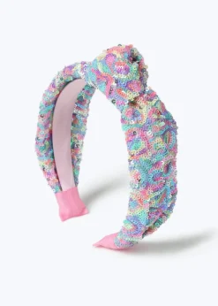 Muse Pink Pastel Sequin Knot Headband