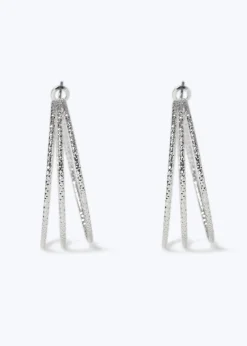 Muse Silver 4 Row Hoop Earrings