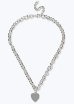Muse Silver Chunky Chain Heart Necklace