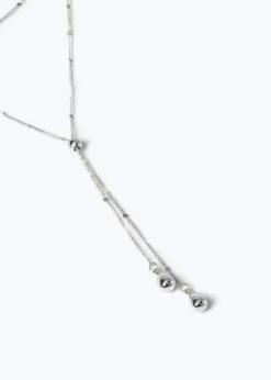 Muse Silver Droplet Lariat Necklace