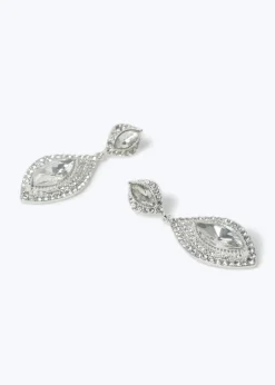 Muse Silver Rhinestone Teardrop Earrings