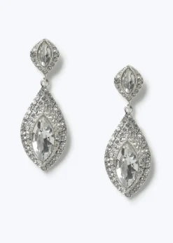 Muse Silver Rhinestone Teardrop Earrings