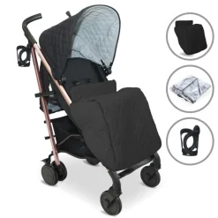 My Babiie Black Billie Faiers Rose Gold Quilted Stroller
