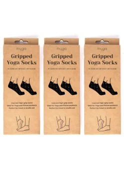 Myga Black Gripped Yoga Socks 3-Pack