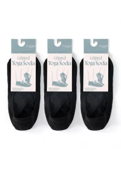 Myga Black Gripped Yoga Socks 3-Pack