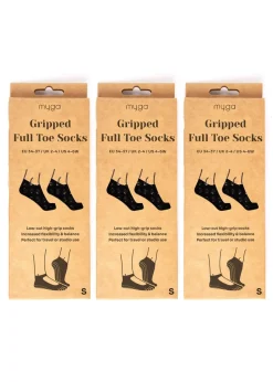 Myga Black Gripped Yoga Toe Socks 3-Pack