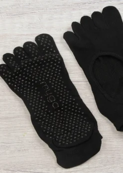 Myga Black Gripped Yoga Toe Socks 3-Pack
