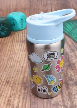 Myga Blue Emoji Childrens Metal Water Bottle