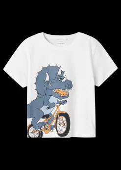 Name It Boys White Dino Regular Fit T-Shirt