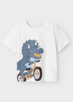Name It Boys White Dino Regular Fit T-Shirt