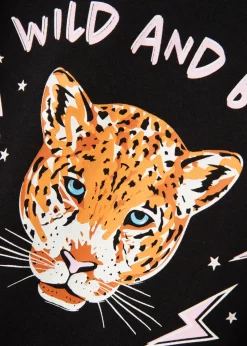 Name It Girls Black Leopard T-Shirt (6-12yrs)