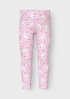 Name It Girls Pink Swan Leggings (1.5-6yrs)