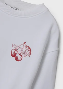 Name It Girls White Cherry Sweatshirt (6-12yrs)