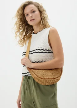 Natural Straw Cross Body Bag