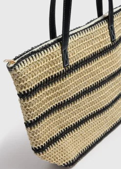 Natural Stripe Straw Beach Bag