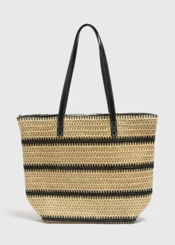 Natural Stripe Straw Beach Bag