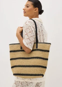 Natural Stripe Straw Beach Bag