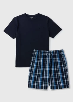 Navy Check Woven Pyjama Set