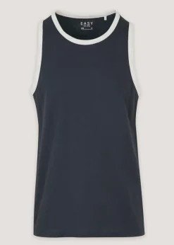 Navy Essential Jersey Ringer Vest Top