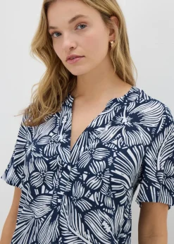 Navy Floral Popover Tunic