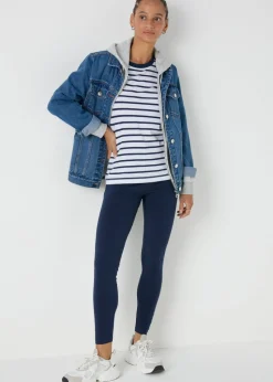 Navy Full Length Cotton Leggings