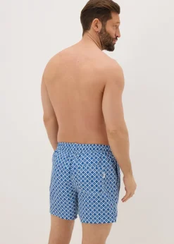 Navy Geometric Swim Shorts