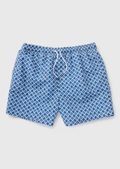 Navy Geometric Swim Shorts